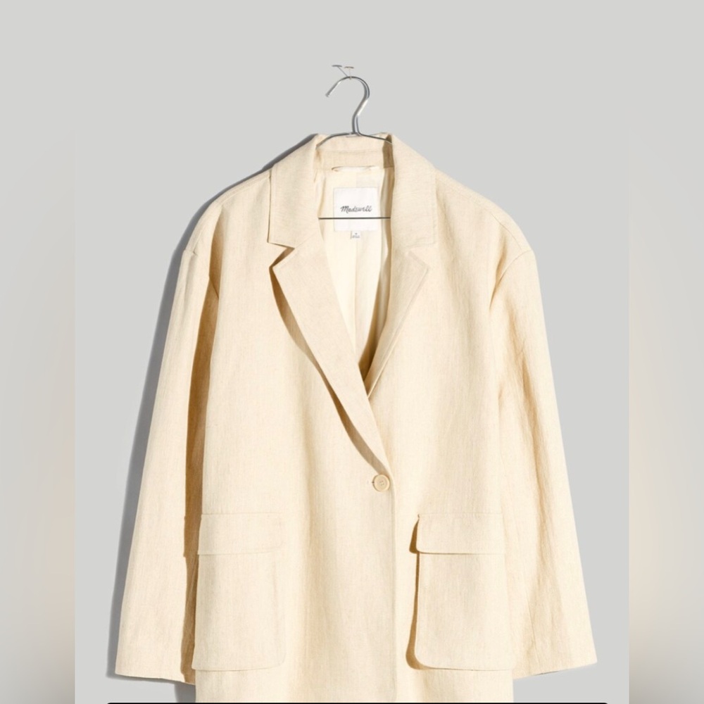 Madewell The Cargo Double Breasted Blazer in Linen Cotton Size L NWOT